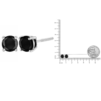 1.50ctw Round-Cut Black Diamond Sterling Silver Stud Earrings