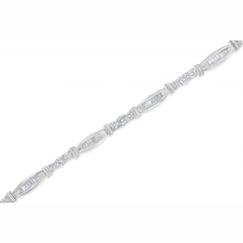 10K White Gold 3.0ctw Geometric Pattern Diamond Tennis Bracelet