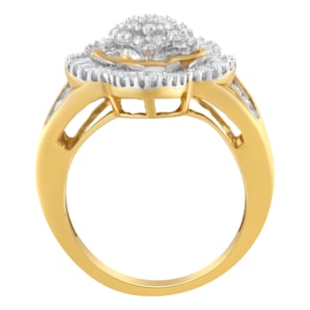 10KT Yellow Gold Round and Baguette Cut Diamond Ballerina Ring (1 cttw,
I-J Color, SI1-SI2 Clarity)