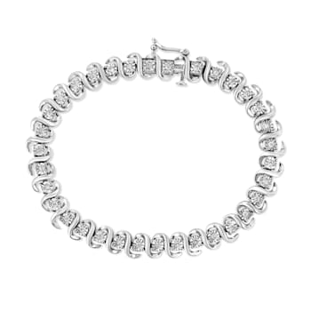 Sterling Silver .50ctw Round-Cut Diamond Miracle Set "S" Link Bracelet