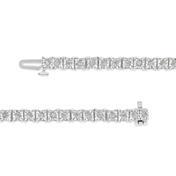 Sterling Silver 1.0 Cttw Diamond Square Frame Tennis Bracelet
