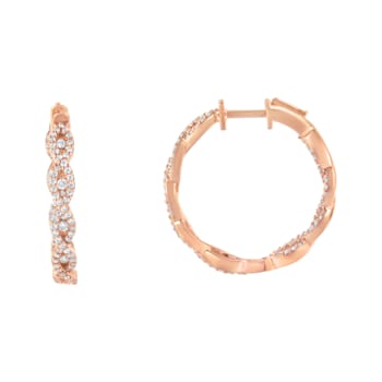 10K Rose Gold Diamond Hoop Earring 1.0ctw