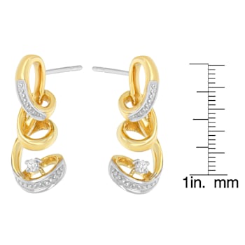 Espira 10K Two Tone Gold Round cut Diamond Earring 0.05ctw