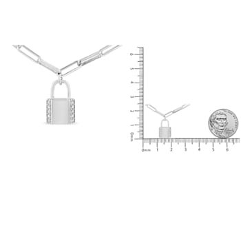 Sterling Silver 1/10ctw Round Diamond Lock Pendant 16" Paperclip
Chain (H-I Color, SI1-SI2 Clarity)