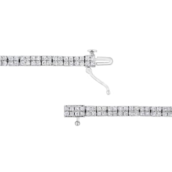 Sterling Silver 3.0ctw Prong-Set Round Diamond 2 Row Link Tennis Bracelet
