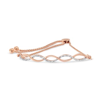 Diamond Infinity 14K Rose Gold Over Sterling Silver Bolo Bracelet