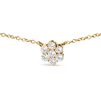 14K Yellow Gold 2.00 Cttw Diamond  Cluster 18" Station Necklace
(I-J Color, I1-I2 Clarity)
