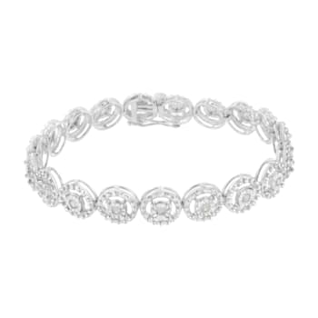 Sterling Silver 1.0ctw Diamond Nested Circle Miracle Set Open Wheel
7" Fashion Link Bracelet