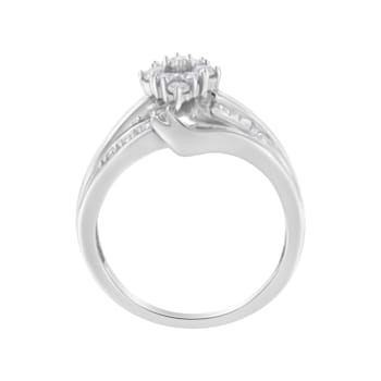 10K White Gold 1/2ctw Diamond Cluster Ring (H-I Clarity, I2-I3 Color)