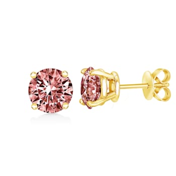 0.50ctw Brilliant Cut Lab Grown Pink Diamond Classic Solitaire 14K
Yellow Gold Earrings