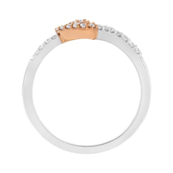 10K Rose Gold Over Sterling Silver 1/5ctw Diamond Two Tone Heart Ring
(I-J Color, I2-I3 Clarity)