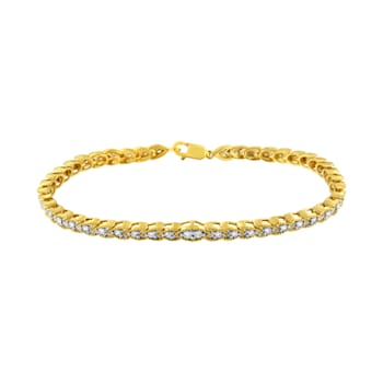 10K Yellow Gold Over Sterling Silver 1.0ctw Diamond Pear Shape Link Bracelet