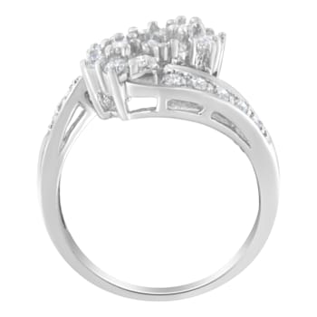 14K White Gold Diamond Cluster Ring Band (7/8 cttw, H-I Color, I1-I2 Clarity)