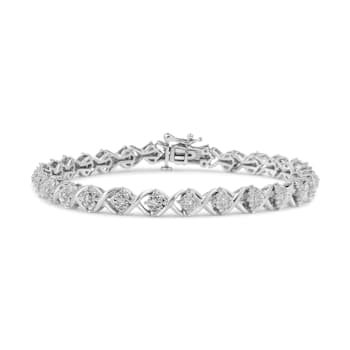 Sterling Silver .25ctw Round-Cut Diamond "X" Link Bracelet
