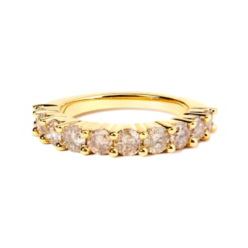 14K Yellow Gold Over Sterling Silver 2.0ctw Round Diamond 10 Stone
Anniversary Band Size