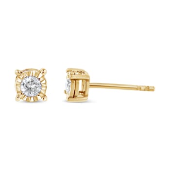 0.20ctw Round Near Colorless Diamond 10K Yellow Gold Over Sterling
Silver Stud Earrings