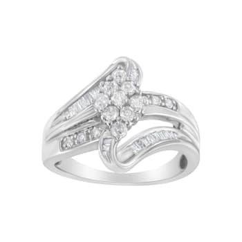 10K White Gold 1/2ctw Diamond Cluster Ring (H-I Clarity, I2-I3 Color)