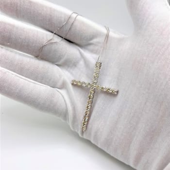 Sterling Silver 4.0ctw Diamond 2-1/4" Cross Pendant with Box
Chain(I-J Color, I1-I2 Clarity) - 18"