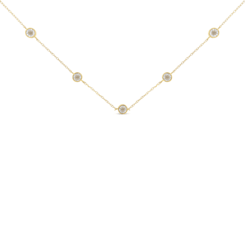 10K Two-tone Gold Over Sterling Silver Diamond Station Necklace (1/2
cttw, K-L Color, I2-I3 Clarity)