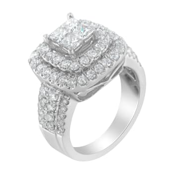 14K White Gold Round and Princess Diamond Ring (2 1/4ctw, H-I Color,
SI1-SI2 Clarity)