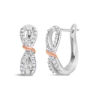 10K Two-tone Gold 1/3 Cttw Diamond Infinite and Ribbon Hoop Earrings
(H-I Color, I1-I2 Clarity)