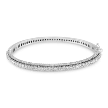 14K White Gold 3.0ctw Round-Cut Diamond Bangle