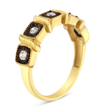10K Yellow Gold Over Sterling Silver Miracle-Set Diamond Ring(1/4ctw,
J-K Color, I2-I3 Clarity)