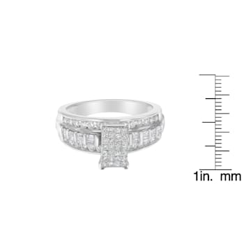 14K White Gold 1.0ctw Mixed-Cut Diamond Rectangle Ring(H-I Color, SI2-I1 Clarity)