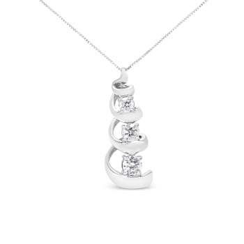 Sterling Silver Espira 1/4ctw Diamond Swirl Shape Pendant w\chain (I-J, I2-I3)