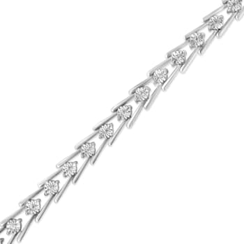 Sterling Silver 1/2 Cttw Diamond Double Swoosh Milgrain Style Tennis
Bracelet (I-J, I3) - 7.75"