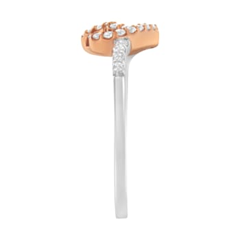 10K Rose Gold Over Sterling Silver 1/5ctw Diamond Two Tone Heart Ring
(I-J Color, I2-I3 Clarity)