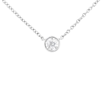 0.25ctw Diamond Bezel-Set Solitaire 10K White Gold Necklace
