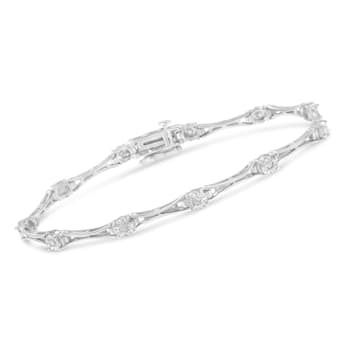 Sterling Silver 1/4 Cttw Diamond Flared-Bar 7" Link-Style Tennis
Bracelet (I-J, I3)