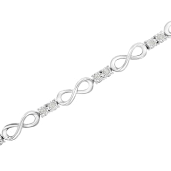 Sterling Silver .25ctw Miracle Set Diamond Infinity Link Bracelet