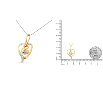 Diamond-Accented Swirl Open Heart 10K Yellow Gold Pendant Necklace with
18" Chain