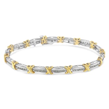 Sterling Silver 1ct TDW Diamond X-Link Bracelet (I-J, I2-I3) - 7"