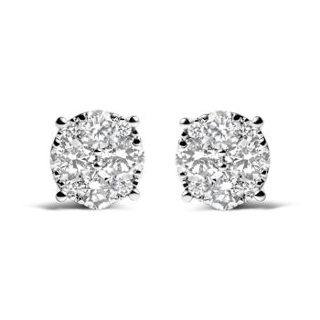 14K White Gold 2.00 Cttw Lab Grown Diamond Cluster Stud Earrings (G-H
Color, VS1-VS2 Clarity)