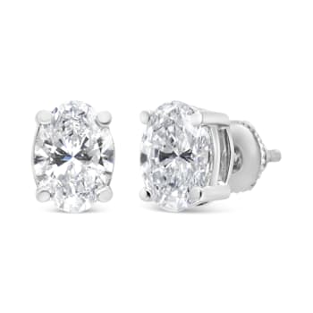 1.00ctw Lab Grown Oval Diamond Solitaire 14K White Gold Stud Earrings