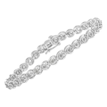 Sterling Silver 1/2ct TDW Diamond Link Bracelet (I-J, I3-Promo) - 7"