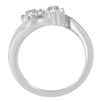 14K White Gold Round and Baguette Diamond Bypass Ring (1/2 cttw, H-I
Color, I1-I2 Clarity)