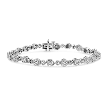 1.00ctw White Diamond Swirl Sterling Silver Tennis Bracelet