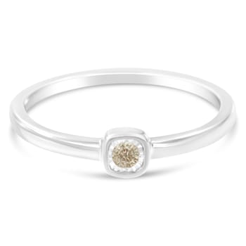 Sterling Silver 1/20 Carat Diamond Petite Promise Ring (J-K Color, I1-I2 Clarity)