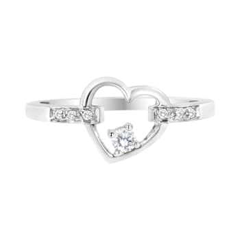0.125ctw Diamond 14K White Gold Heart Ring