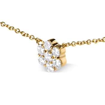 14K Yellow Gold 2.00 Cttw Diamond  Cluster 18" Station Necklace
(I-J Color, I1-I2 Clarity)