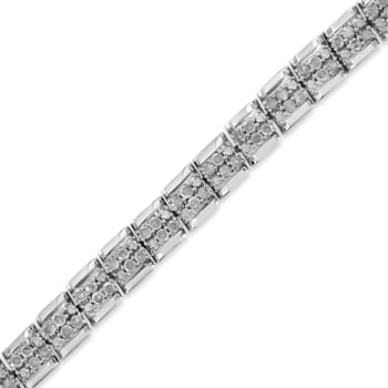 Sterling Silver 2ct TDW Rose-Cut Diamond Link Bracelet (I-J, I3-Promo) - 7"