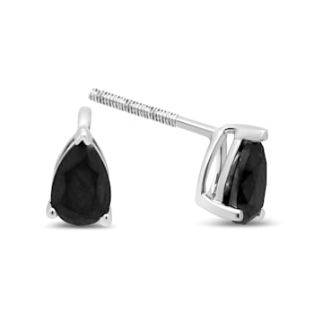 14K White Gold 1.0ctw Treated Black Pear Shaped Solitaire Diamond 3
Prong Stud Earrings