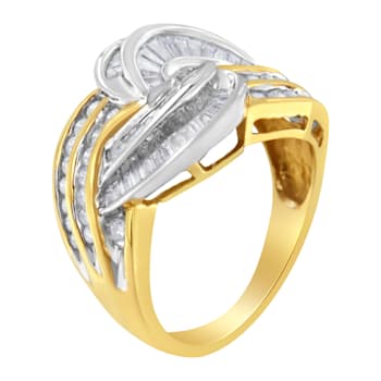 10K Two-Toned Gold Diamond Bypass Ring (1 cttw, H-I Color, SI1-SI2 Clarity)
