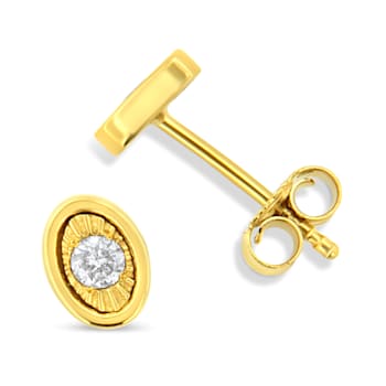 10K Yellow Gold Over Sterling Silver 1/10ctw Miracle-Set Diamond Circle
Shape Stud Earrings