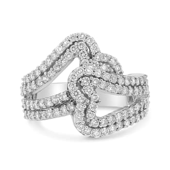 14K White Gold 1 1/2ctw Diamond Open Double Heart Bypass Ring Band (H-I
Color, VS1-VS2 Clarity)