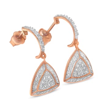 10K Rose Gold Over Sterling Silver Round Cut Diamond Fashion Dangle
Earrings .03ctw